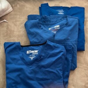 3 women’s Grey's Anatomy Blue Scrub tops
